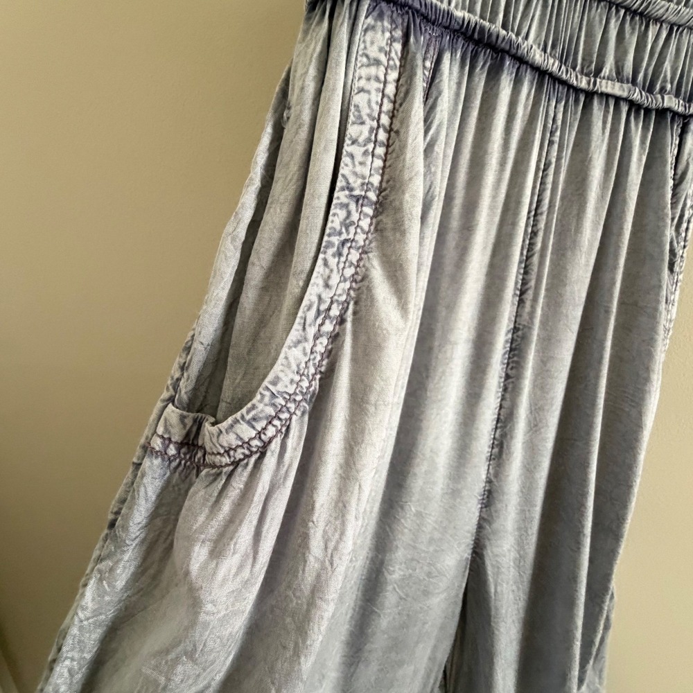 Out From Under Urban Outfitters Festival Jumpsuit Cargo Blue Gray Smocked XS - Picture 12 of 16